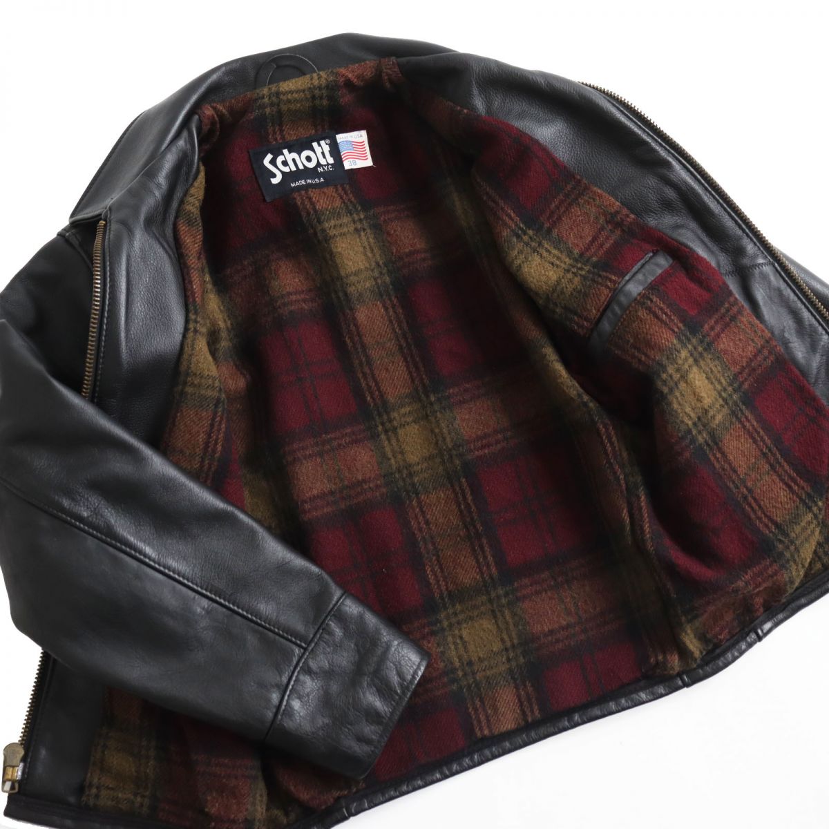 楽天市場】美品○Schott ショット 681 裏地チェック柄 ブランケット