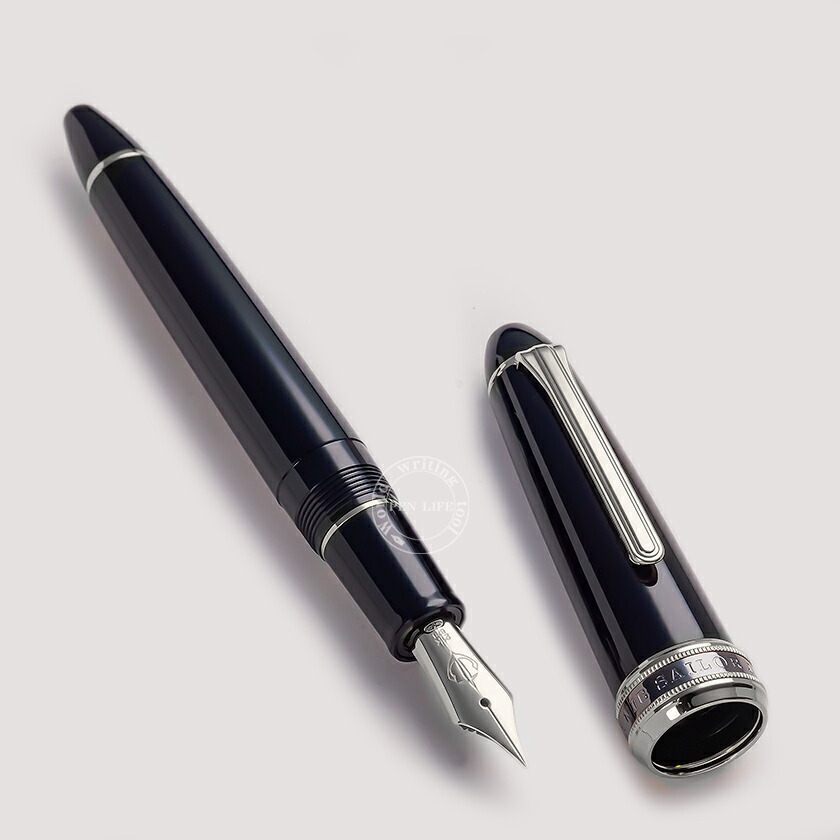 12654 セーラー万年筆 長刀研ぎ シルバートリム ブラック中字 セーラー