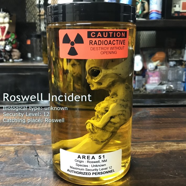 楽天市場】エイリアンのホルマリン漬け ロズウェル捕獲 エリア51 宇宙