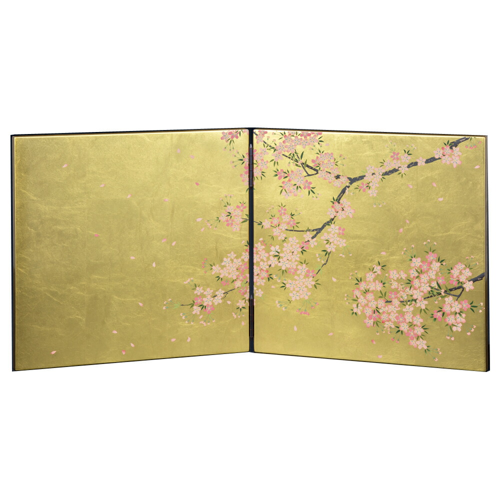 楽天市場】金箔 蒔絵屏風 桜 : 金箔逸品工芸 箔打屋