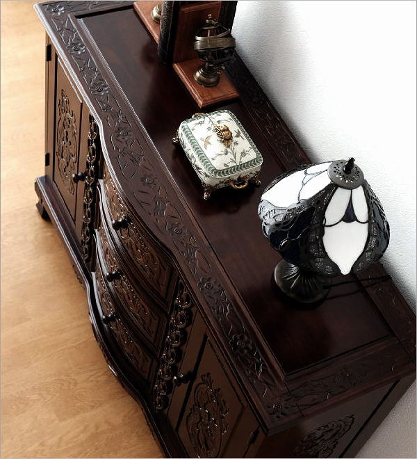 楽天市場】キャビネット アンティーク 家具 木製 サイドボード 棚 完成