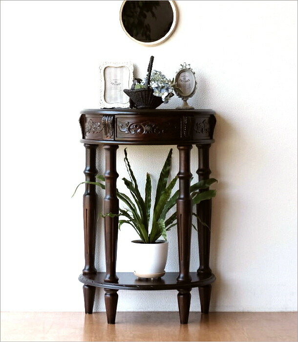 楽天市場】アンティーク風コンソールテーブル 木製 玄関 花台 電話台