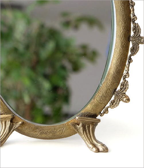 楽天市場】卓上ミラー 真鍮 アンティーク ゴールド 楕円 オーバル