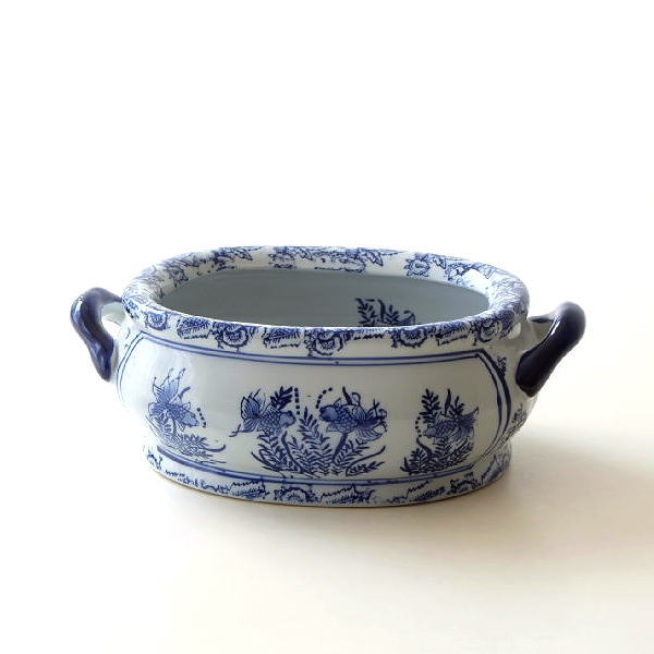 水鉢孔雀絵柄模様金魚鉢メダカ鉢水瓶火鉢骨董壺