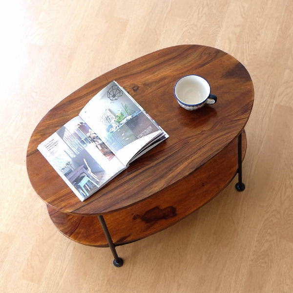 楽天市場】リビングテーブル おしゃれ 木製 アイアン 丸型 楕円形 ロー