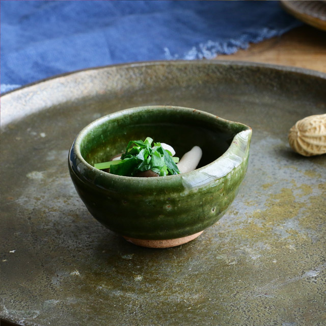 楽天市場】【クーポン配布中】匠の技 織部 片口珍味 7.5cm グリーン