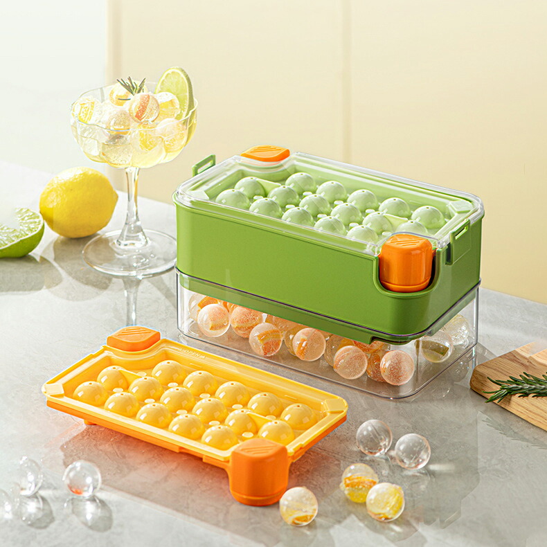 楽天市場】製氷皿 ワンタッチ式 丸氷 製氷器 氷かき器付き ダブル製氷