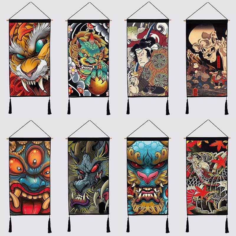 楽天市場】掛け軸 武者絵 タペストリー 布製 掛け絵 壁掛け 壁面展示