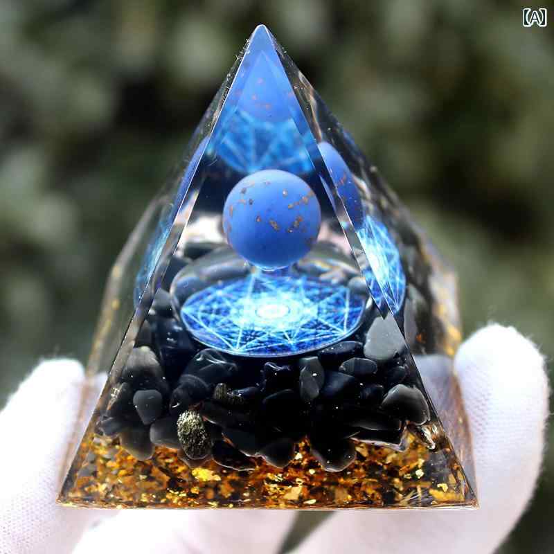 楽天市場】ピラミッド 置物 車内飾り 小物 青 ブルー 水晶玉