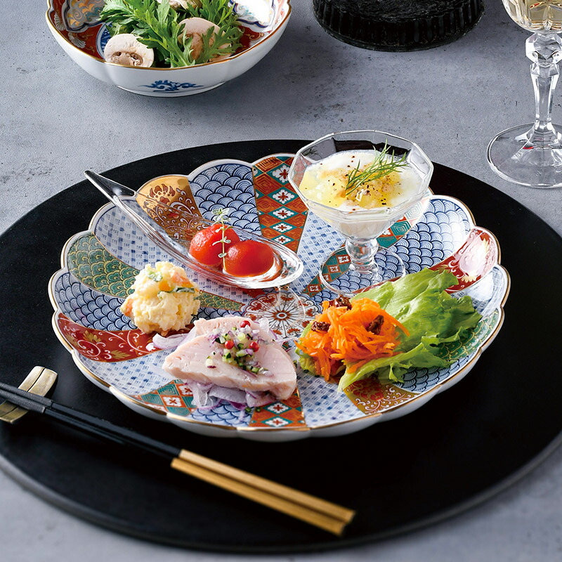 楽天市場】菊割花地紋 8号皿 【波佐見焼き】石丸陶芸林九郎窯