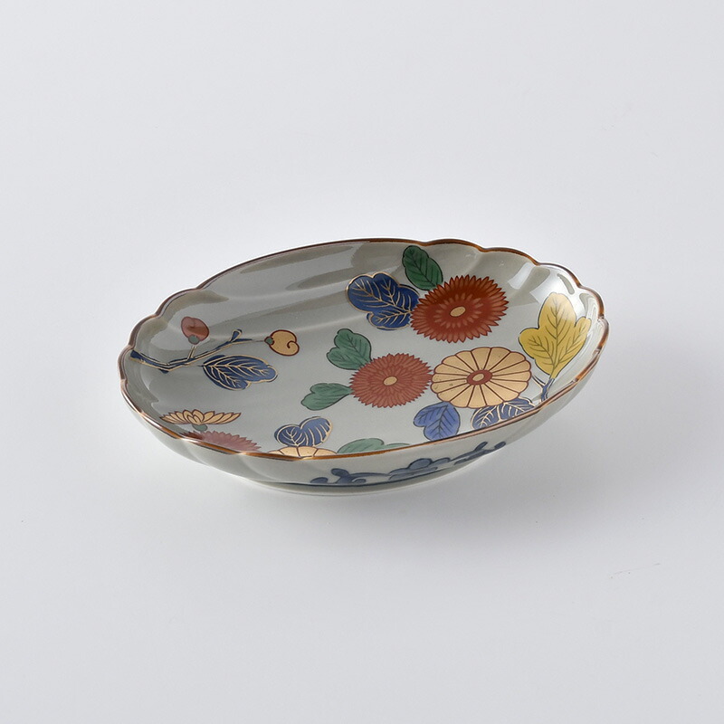 お値下げしました、古伊万里 色絵 梅・菊・蝶紋大鉢 お値下げしました