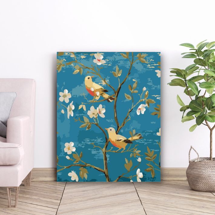 油絵 専用 旅に出る決意をする鳥の家族 油絵 専用 旅に出る決意をする