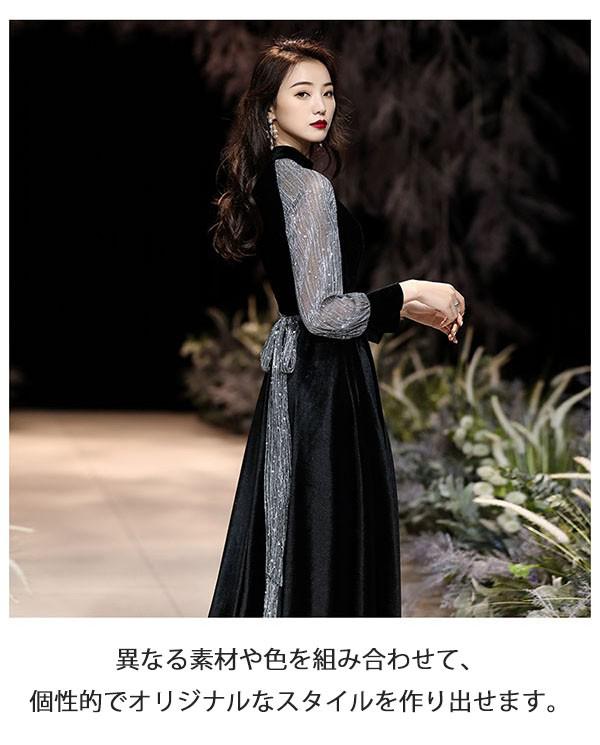 楽天市場】ピアノ 発表会 ドレス 長袖 秋冬 ベロア 大人 ロングドレス