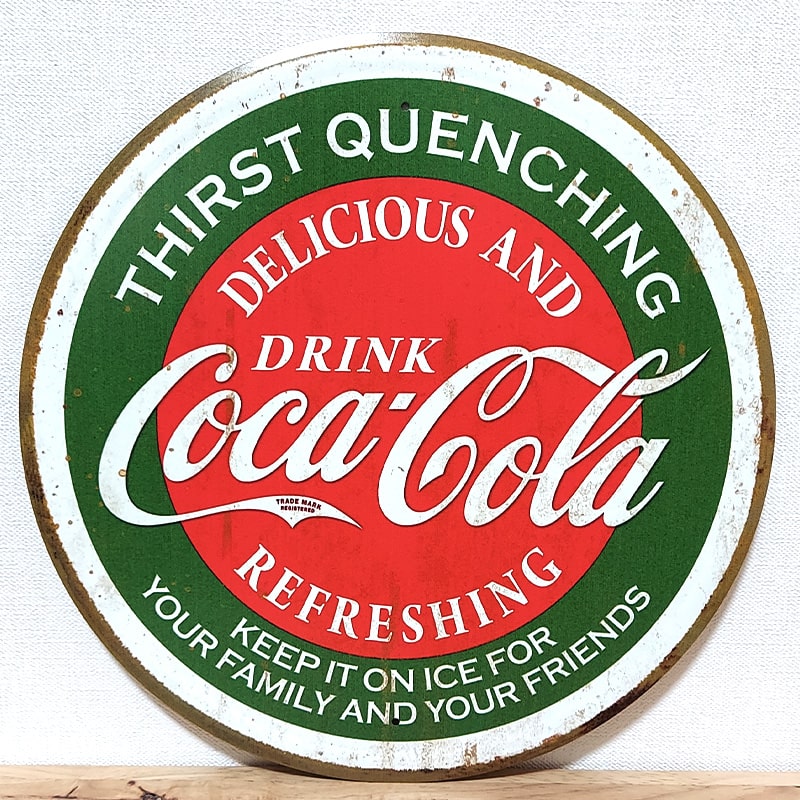 楽天市場】ブリキ看板 コカコーラ ロゴ ラウンドメタルサイン