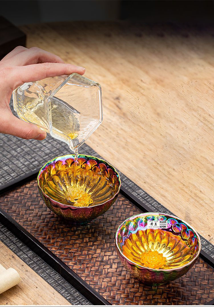 2787 原平窯瑞鳥鳳凰金銀天目抹茶茶碗2客未使用