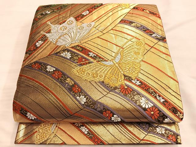 楽天市場】平和屋着物◎六通柄袋帯 唐織 舞蝶花唐草文 黒地 金銀糸