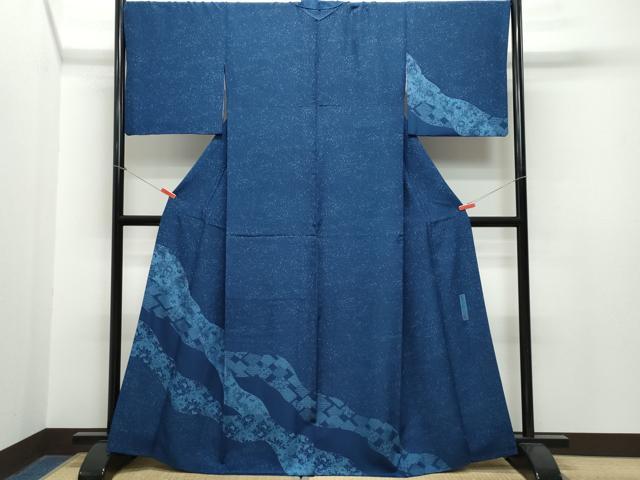 楽天市場】平和屋着物○藍染作家 喜多野良造 訪問着 花蝶唐草文