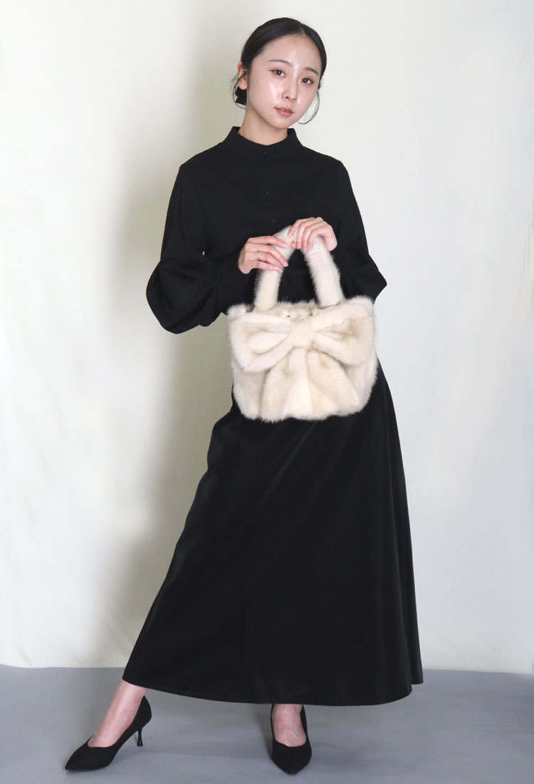 楽天市場】大きなリボンの ミンク ファー ハンドバッグ リボン