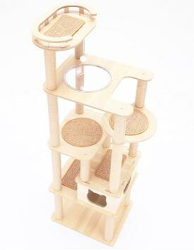 楽天市場】【送料無料】猫家族 キャットタワー 木製 高さ180cmスリム