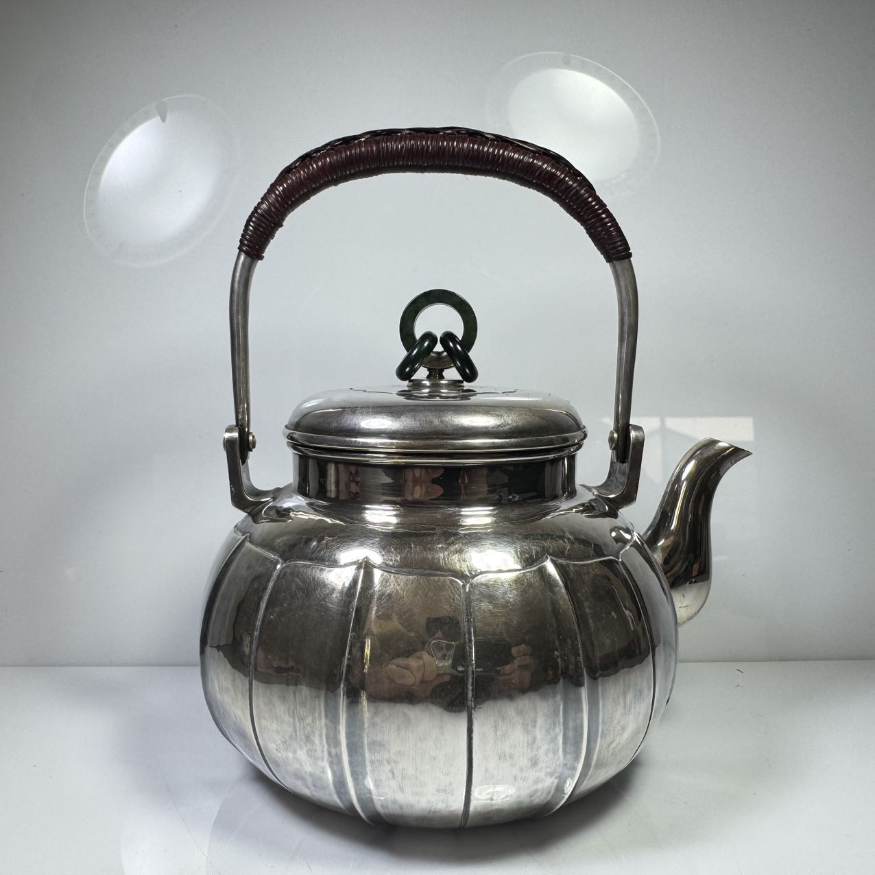 純銀製 金メッキ 霰打出 花蕾摘 横手急須 銀瓶 煎茶道具 Yahoo