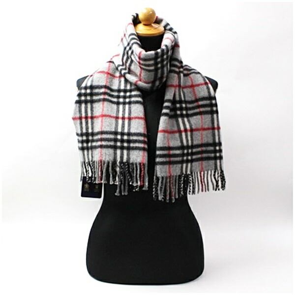 極美品】BURBERRY マフラー カシミヤ100% ユニセック 刺繍 紺 極美品