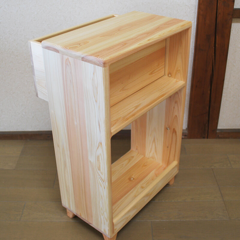 四国工芸 木製電話台・ファックス台 2段式 ブラウン ガラス棚 シコー