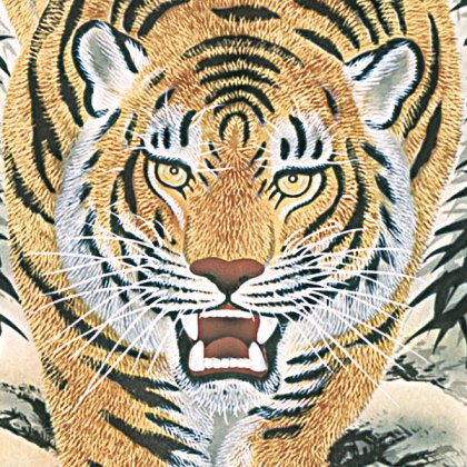 掛軸】虎 猛虎 木箱 三頭 寅 掛軸】虎 猛虎 木箱 三頭 寅 掛軸】虎