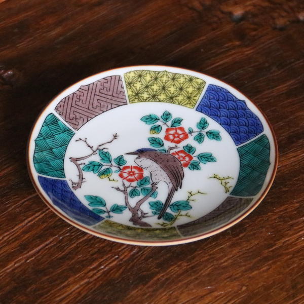 楽天市場】九谷焼 青郊窯豆皿 古九谷色絵花鳥図MC-10 : 九谷陶芸 北山