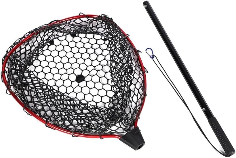 楽天市場】折りたたみ 伸縮可能 ラバーランディングネット 赤 フライ