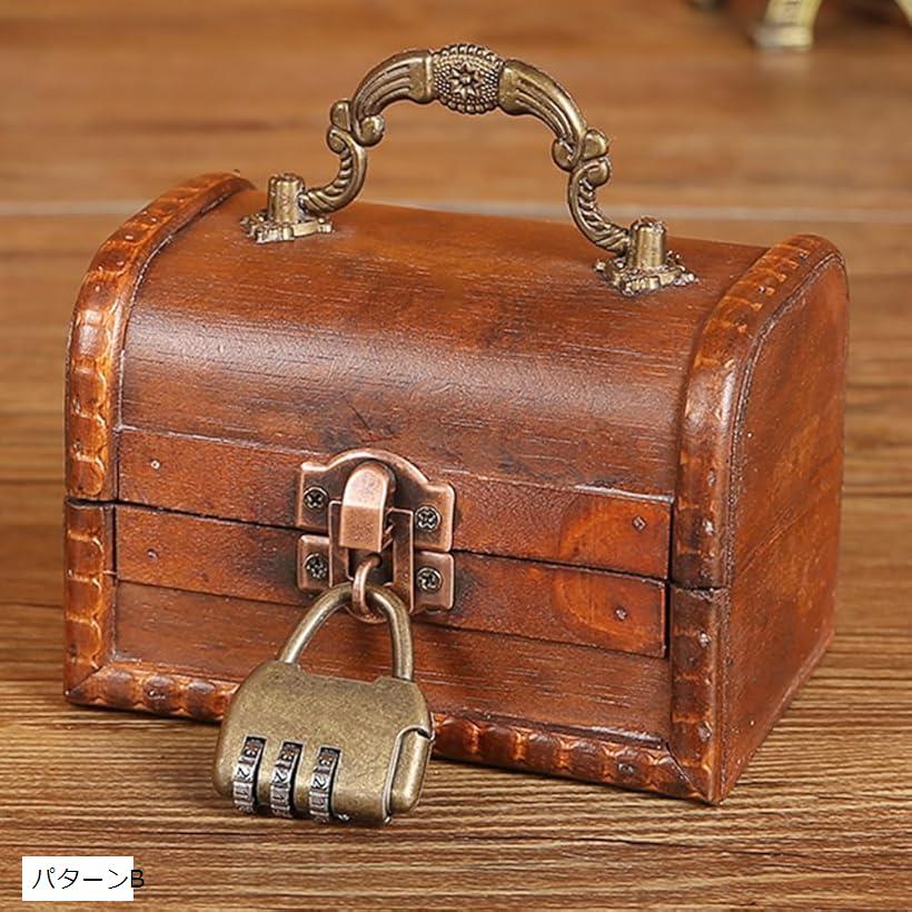 楽天市場】アンティーク 雑貨 宝くじ入れ 木箱 木製収納ボックス 鍵