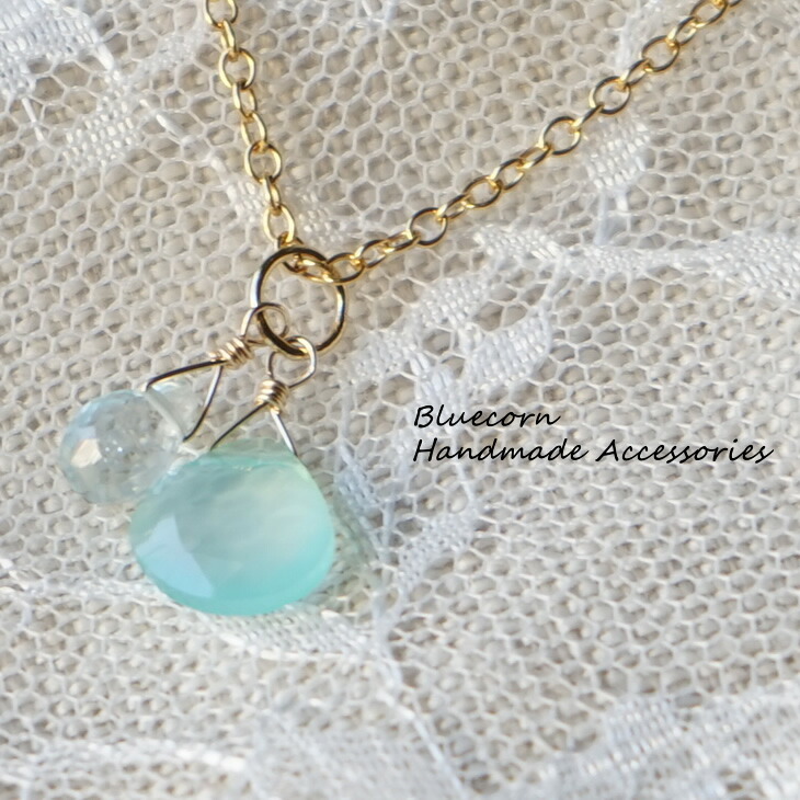 ブルーカルセドニー & ミスティックトパーズ ペンダントトップ 1点物