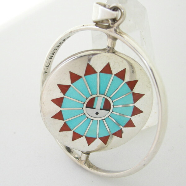 navajo ZUNI ターコイズ コーラル 925 トップ フラワー navajo ZUNI