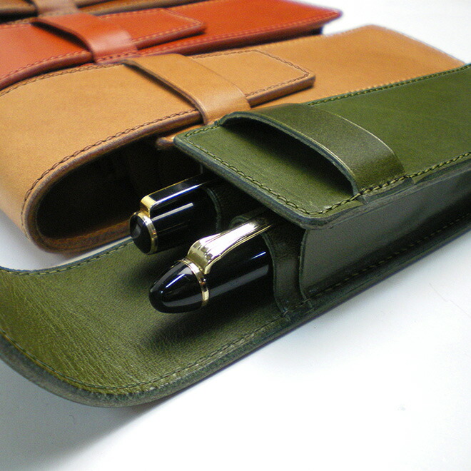 楽天市場】【仕切り付き】ペンケース 【2本差し】【栃木レザー】 / 本