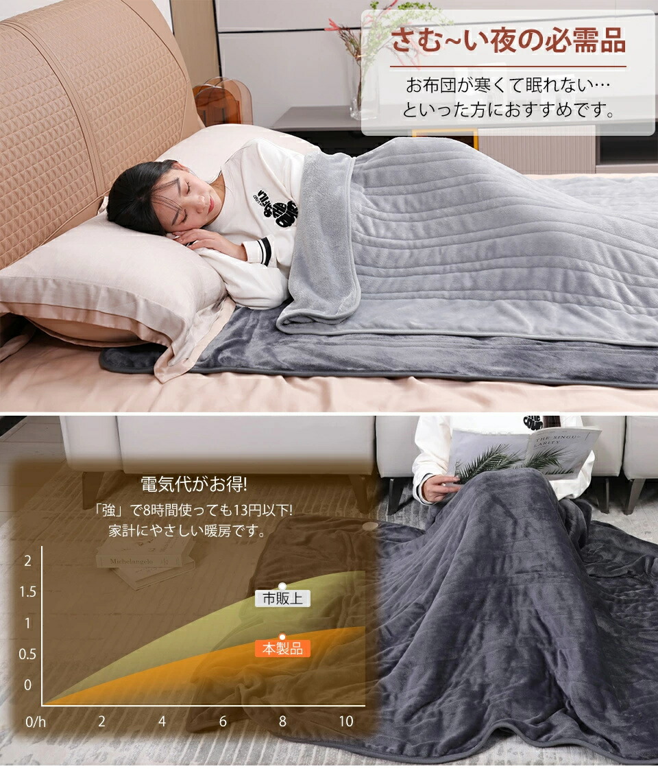 楽天市場】【☆先着10名様】電気毛布 掛け敷き フランネル 140*80cm