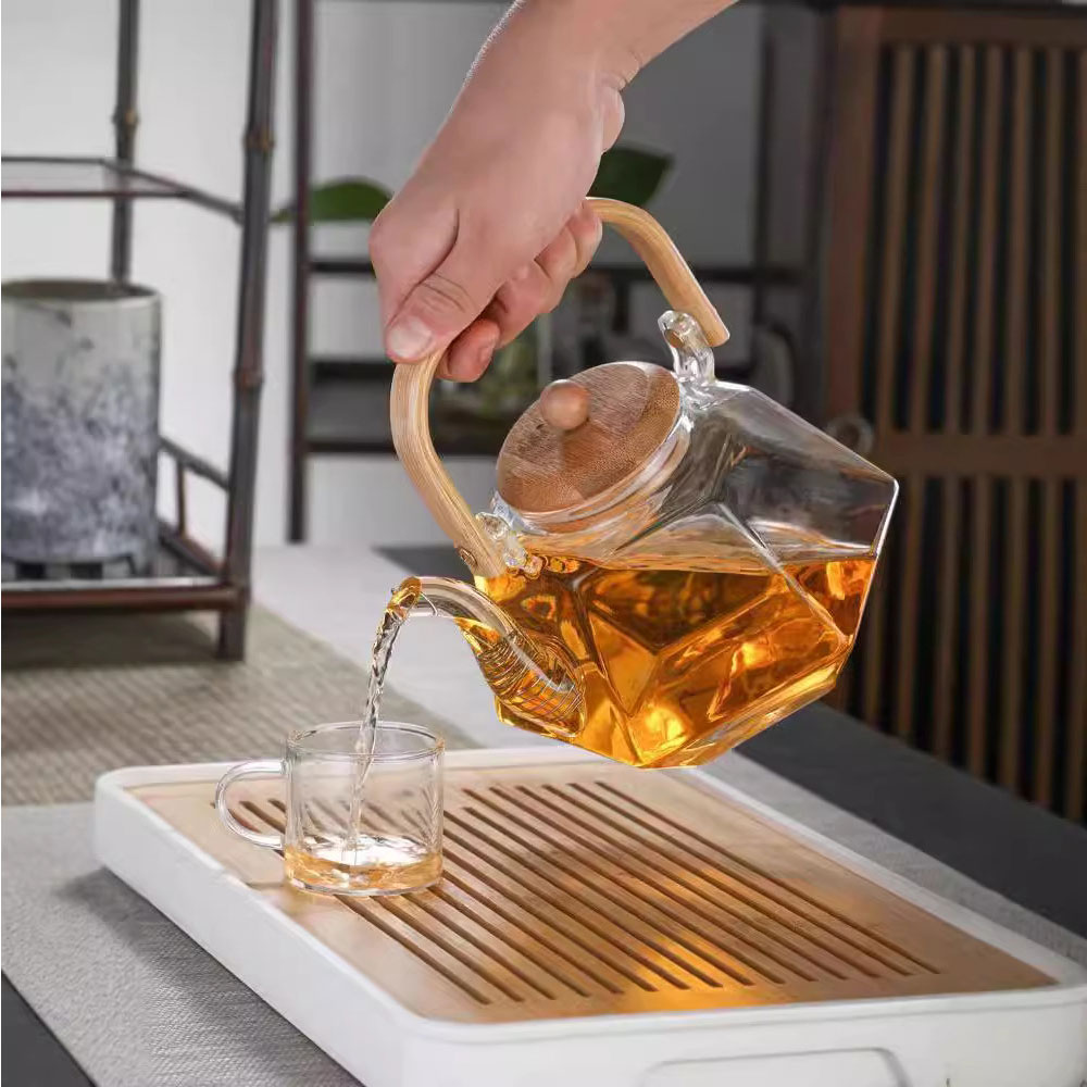 楽天市場】六方 耐熱ガラス ティーポット ガラスケトル やかん ガラス