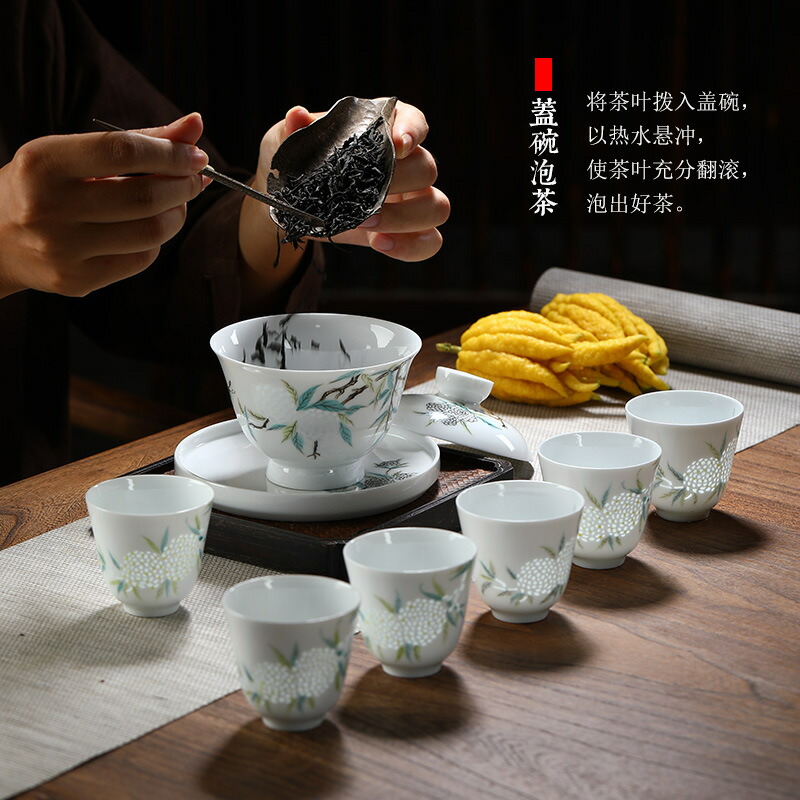 景徳鎮蓋碗｜喜鵲登梅｜中国茶器専門店・天香茶行 【新作】「手描き