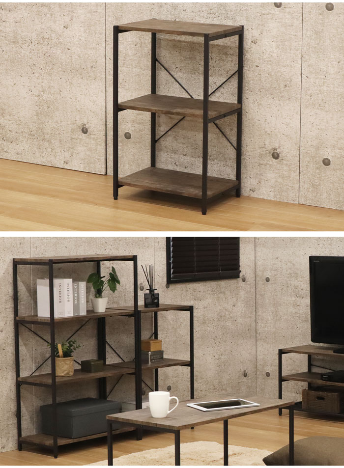 楽天市場】ラック スリム 3段 ヴィンテージ風ブラウン ブルックリン