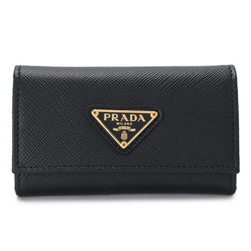 PRADA(プラダ)キーケース6連トライアングルロゴサフィアノレザー黒