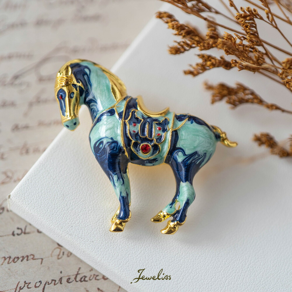 楽天市場】馬（種類（宝石）ラインストーン）（ブローチ｜レディース