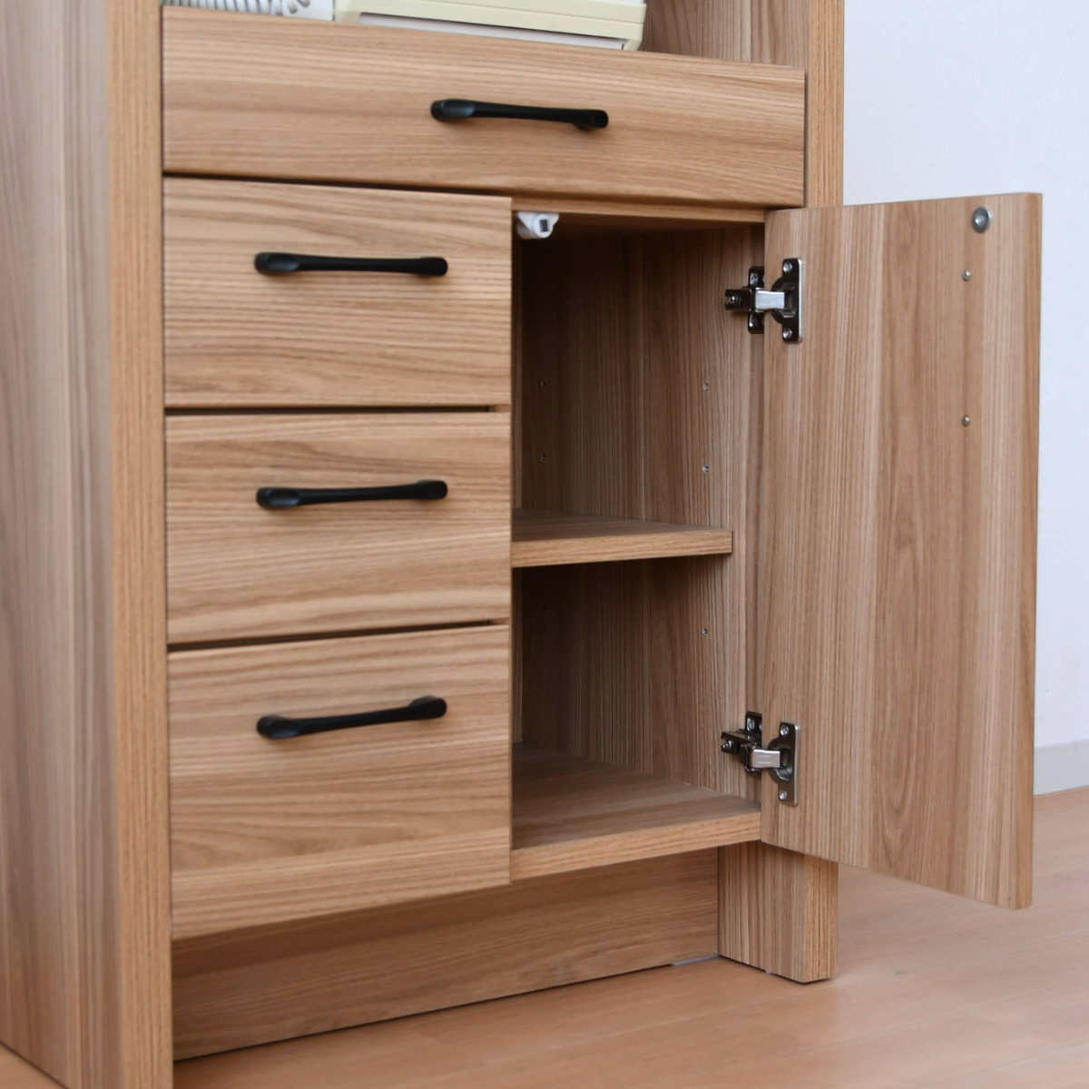 神戸洋家具/伊藤家具 電話台 FAX台 オーク無垢材 花図柄刺繍 神戸洋