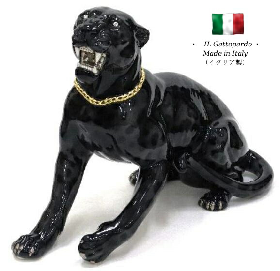 楽天市場】黒ヒョウ ブラック レオパード パンサー 置物 オブジェ h6