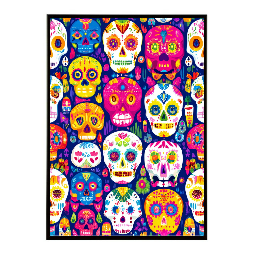 B2サイズ（約51x73cm）】【lm-poster-5359】【フレーム付き】ドクロ