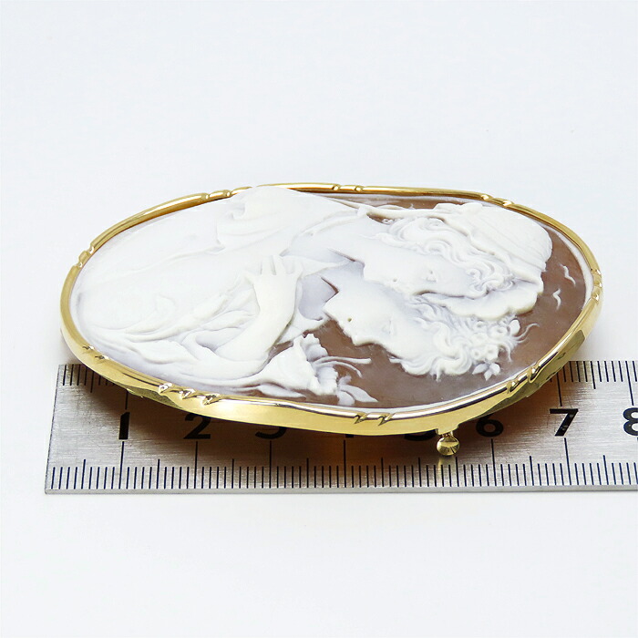 楽天市場】K18 シェル カメオ 鑑別書付 約H75×W57mm 2人の女性 横顔 花