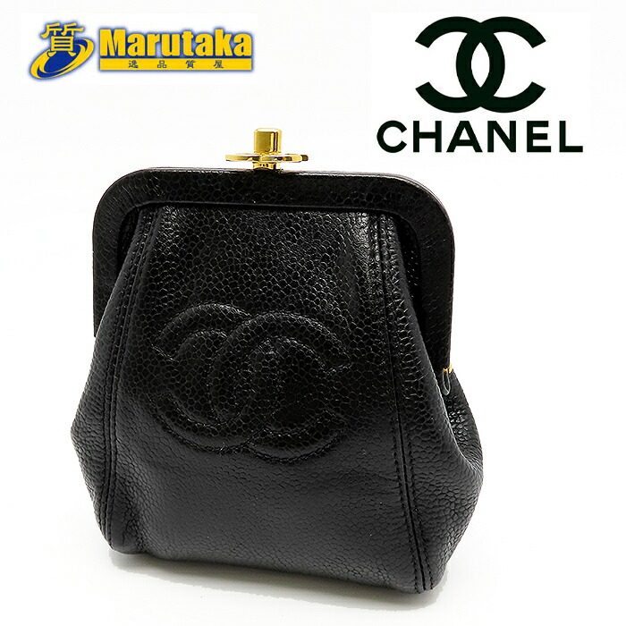 楽天市場】シャネル がま口 財布 キャビアスキン コンパクト