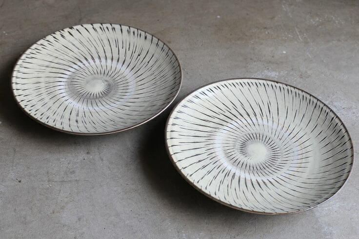 小鹿田焼 大皿 丸皿 和食器 飛び鉋 小石原焼 坂本茂木 民藝 用の美 柳