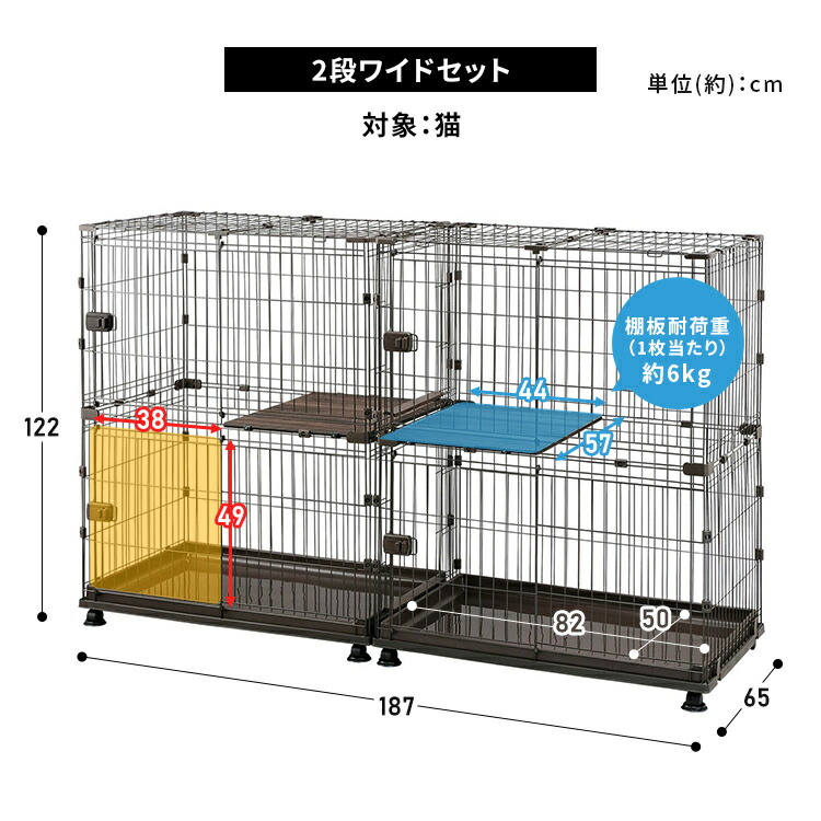 楽天市場】猫 ケージ 2段 脱走防止 コンビネーションサークル2段