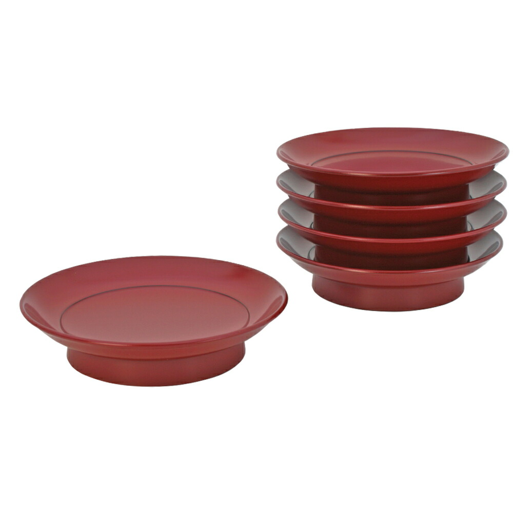 輪島塗 銘々皿 椿皿 菓子皿 5枚 古代朱 市中佑佳 氏 日展特選作家