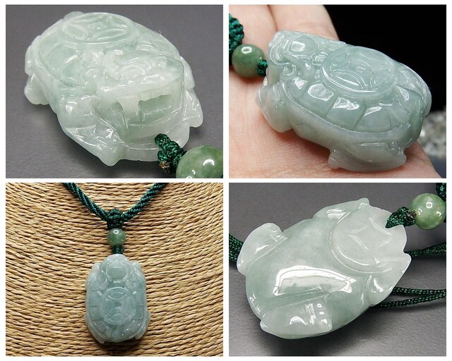 楽天市場】天然良質ひすい本翡翠龍亀精工彫りペンダントネックレス本