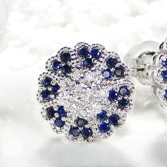 楽天市場】Pt900 サファイア ダイヤモンド ピアス サファイアピアス