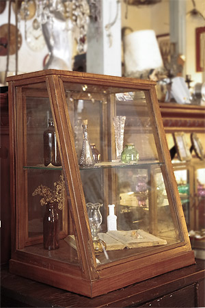 g314 古い木製ガラスケース 横長 ショーケース オープンタイプ g314